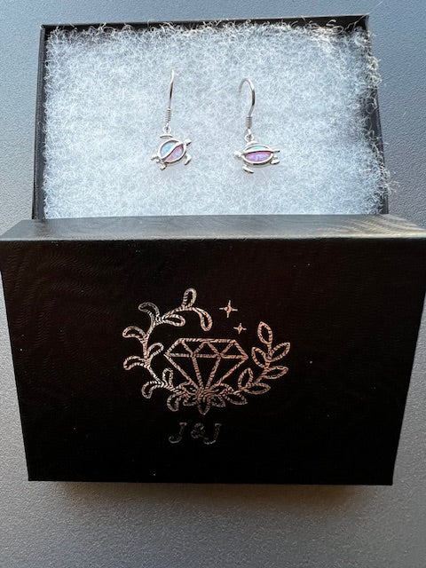 Small Sterling Silver .925 Pink Syn Opal Hook Earrings
