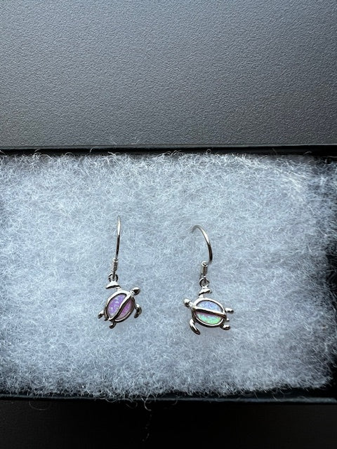 Small Sterling Silver .925 Pink Syn Opal Hook Earrings